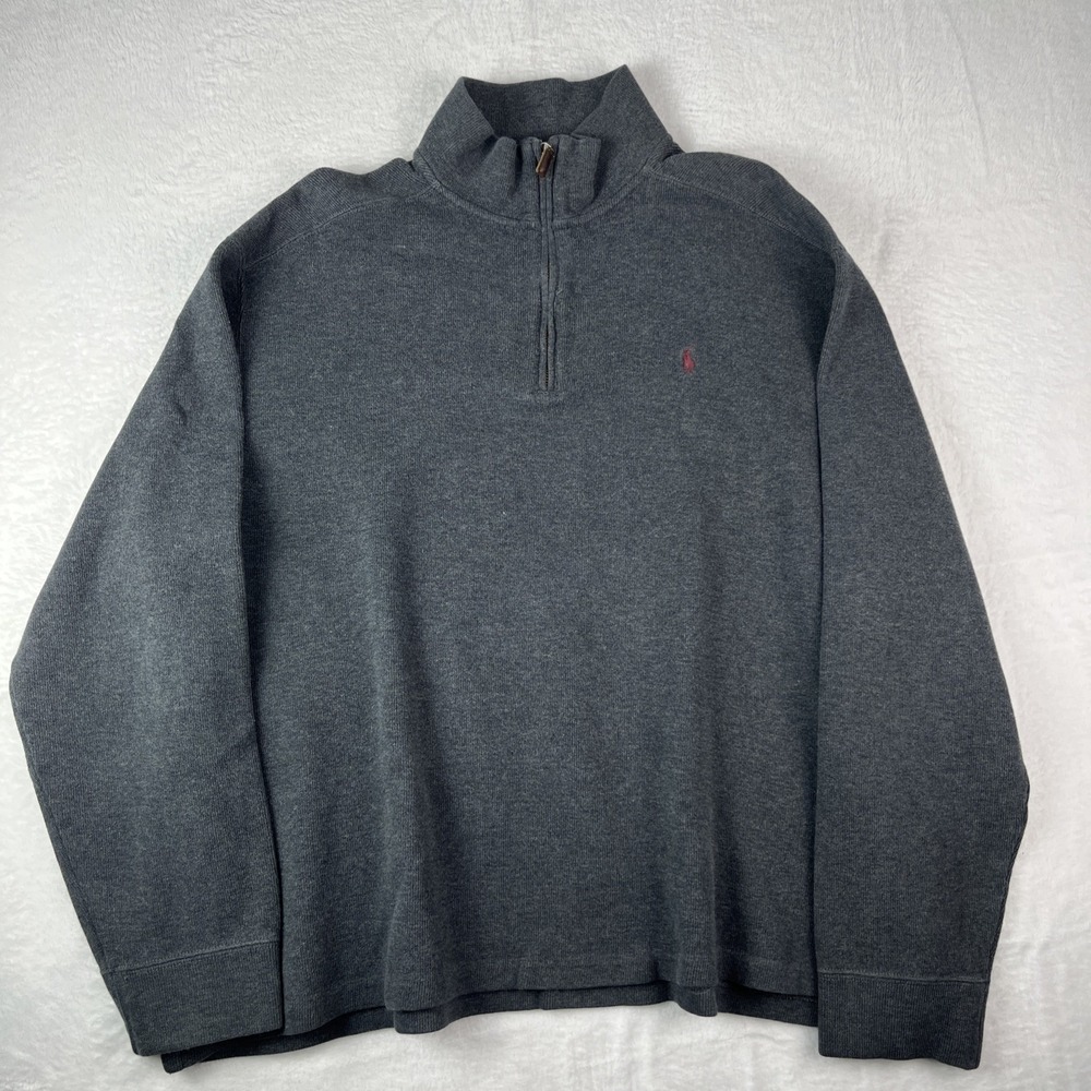 Polo Ralph Lauren Sweater Mens XL Black Quarter Zip Mock Neck Long Sleeve Casual